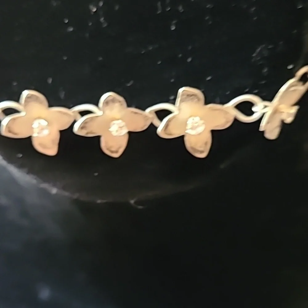 Sterling Silver & Crystals Hand Crafted Choker Necklace - Circum15" - Picture 2 of 6